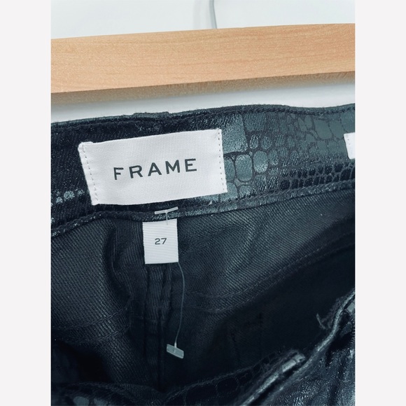 NWT • Frame • Le High Skinny High-Rise Croc in Noir Croc - Picture 8 of 10